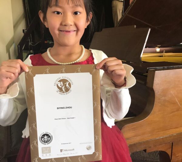 Young piano student